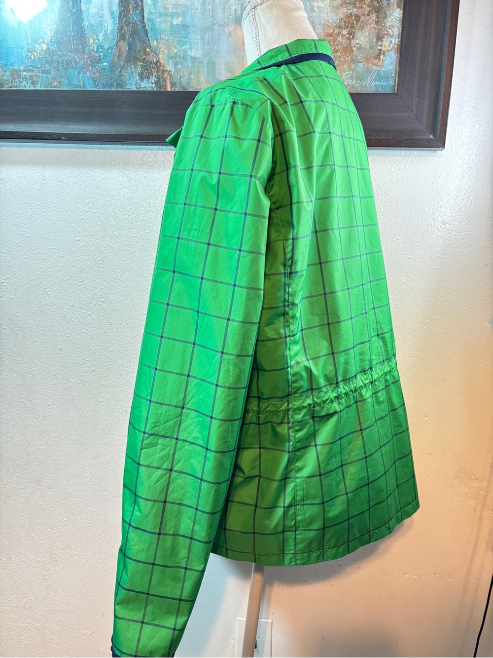 Ralph Lauren Green Plaid Active Jacket with Navy Trim - Picture 3 of 9